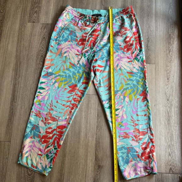 BCBGMaxAzria Teal and Pink Patterned Summer Boho oversized Pants Size L - Picture 5 of 10